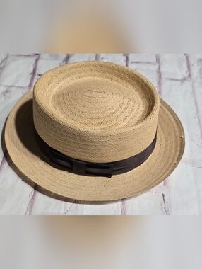 Men's Straw Boater Hat with Black Band